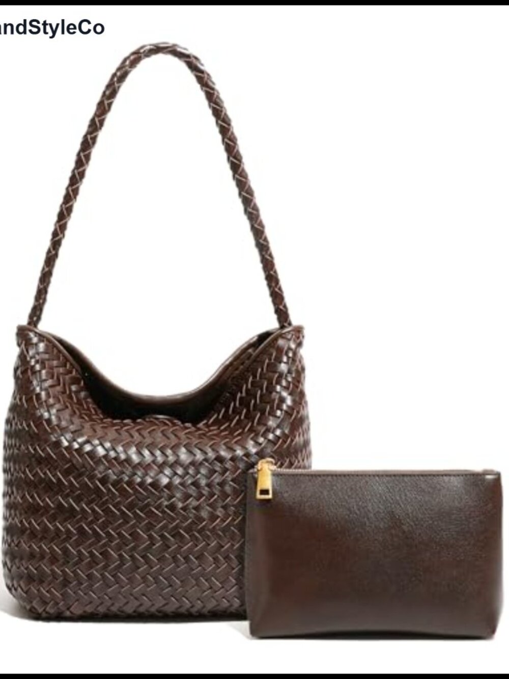 Woven Tote Bag Vegan Leather Small Hobo Top-handle Shoulder Handbag